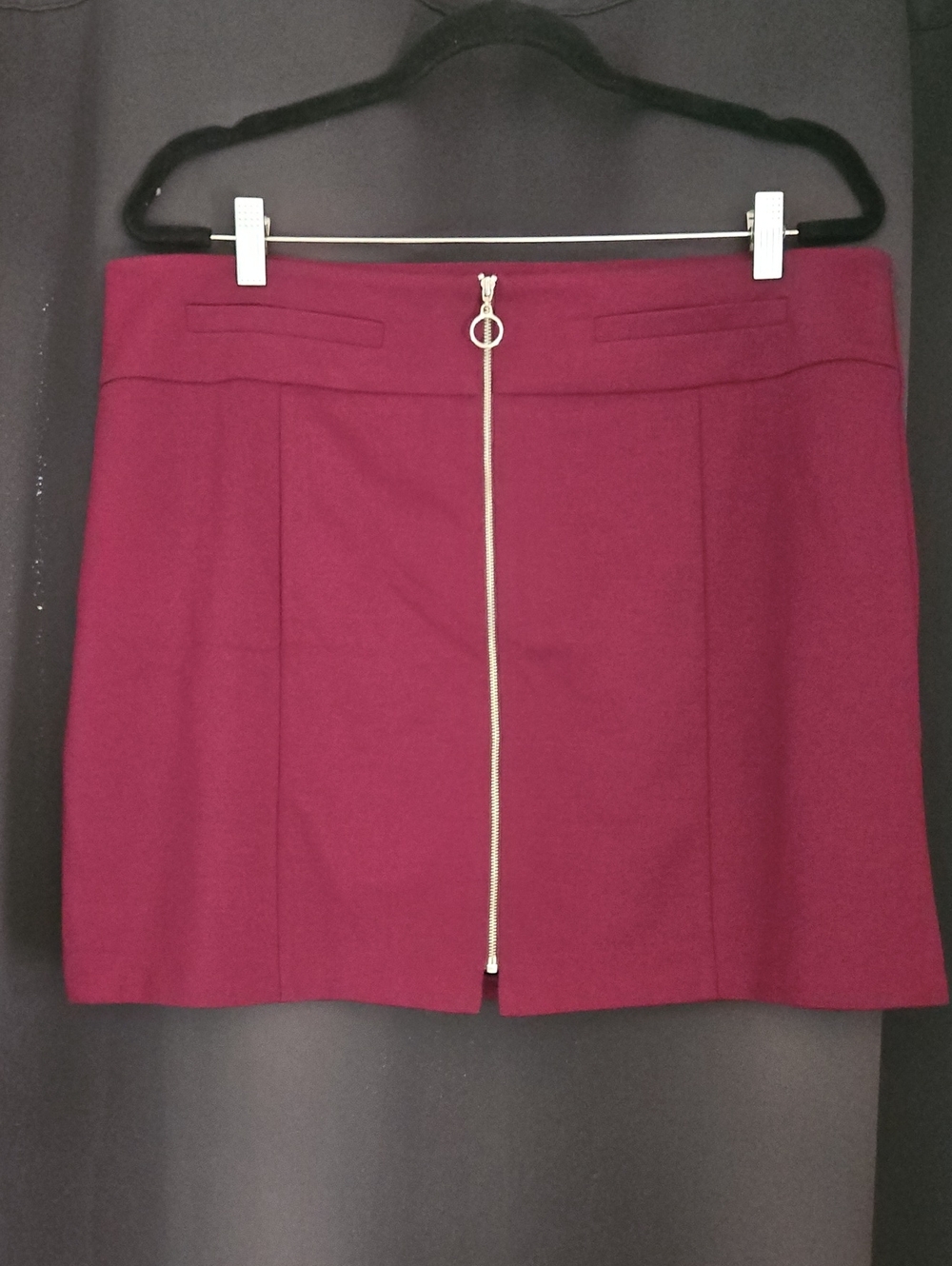 Candie's Burgundy Front-Zip Mini Skirt